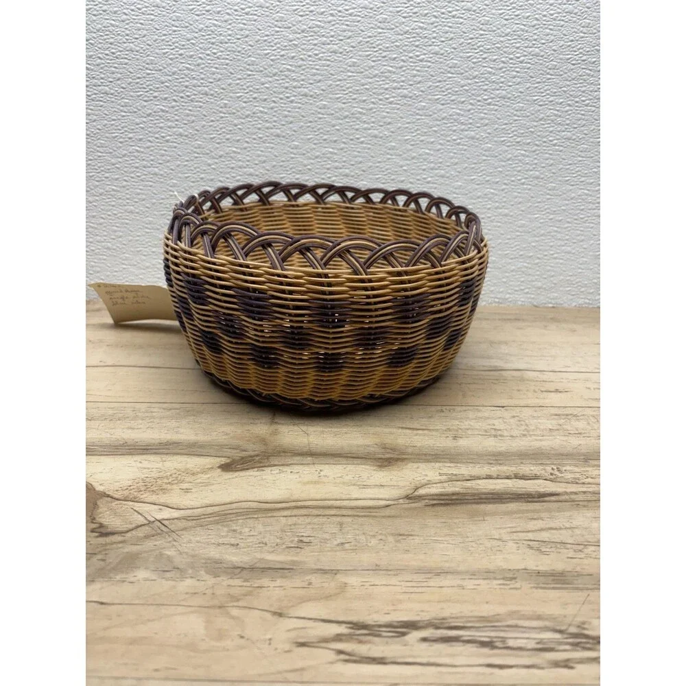 Vtg Handwooven Round Basket Cherokee Style Handmade In USA
